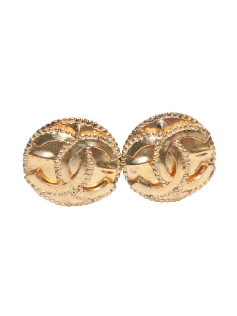 Chanel Vintage CC Logo Earrings 97 Metal Gold